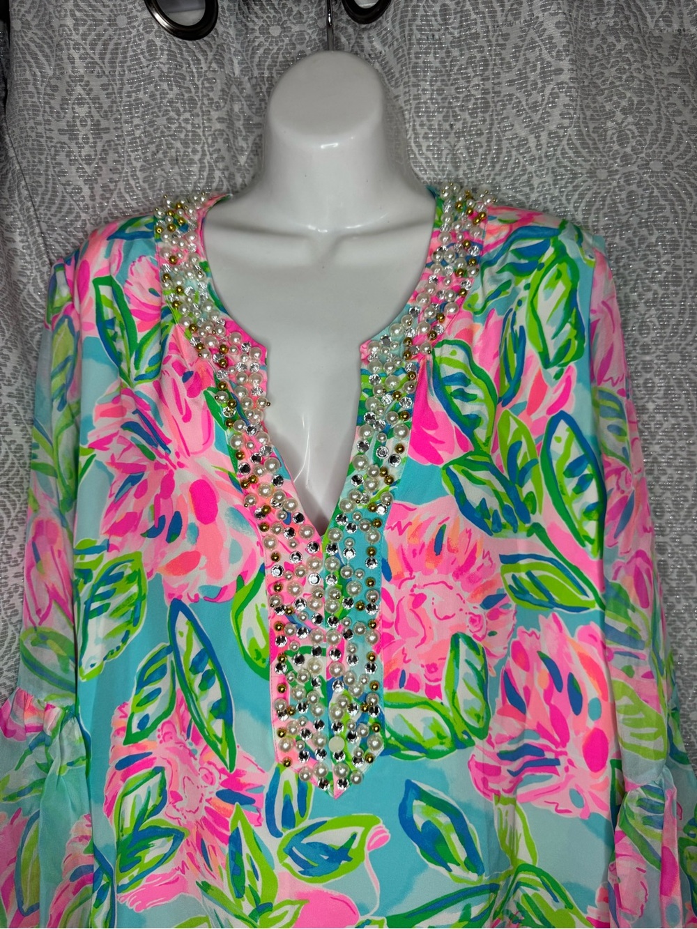 Lilly Pulitzer NWT Elenora Silk Dress with beads - Picture 4 of 6